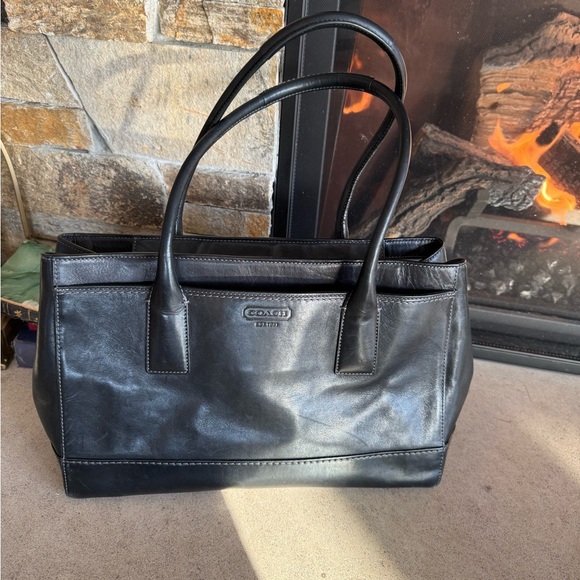 Coach Handbags - Vintage Coach Madeline Black Leather Carryall Tote Bag